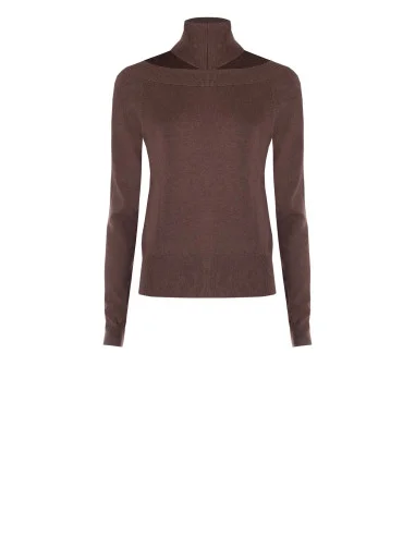 Pull à col roulé avec découpe au col Rinascimento - Chocolat