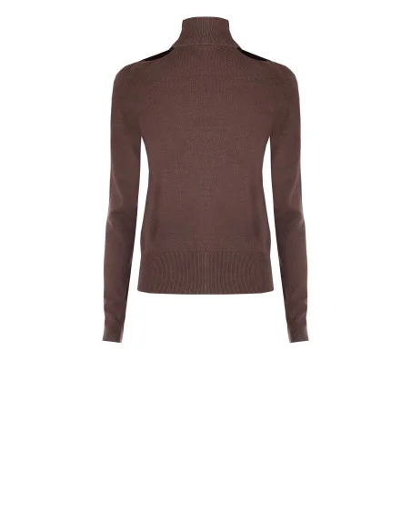 Pull à col roulé avec découpe au col Rinascimento - Chocolat