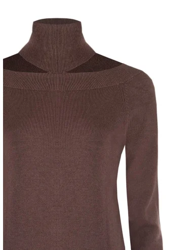 Pull à col roulé avec découpe au col Rinascimento - Chocolat