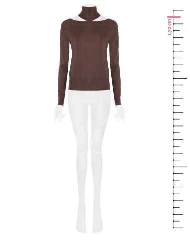 Pull à col roulé avec découpe au col Rinascimento - Chocolat