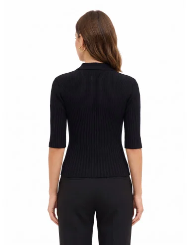 Pull polo côtie avec manches 3/4 Rinascimento