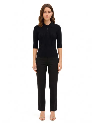 Pull polo côtie avec manches 3/4 Rinascimento
