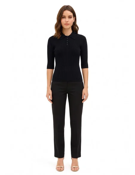 Pull polo côtie avec manches 3/4 Rinascimento