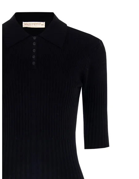 Pull polo côtie avec manches 3/4 Rinascimento