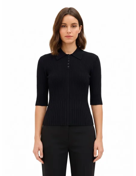 Pull polo côtie avec manches 3/4 Rinascimento