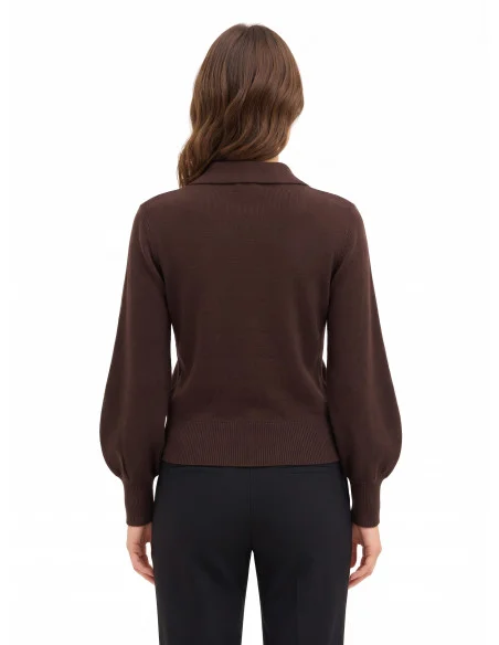 Pull polo en viscose mélangée Rinascimento - Marron foncé