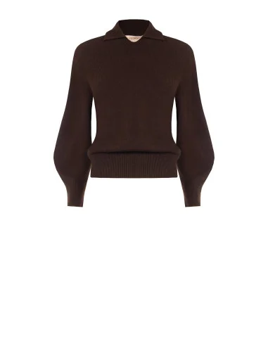 Pull polo en viscose mélangée Rinascimento - Marron foncé