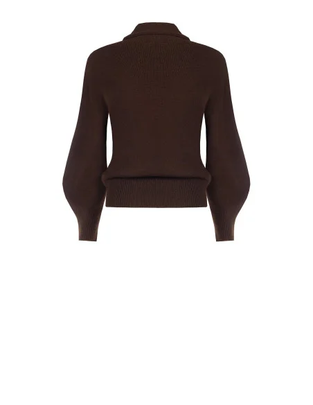 Pull polo en viscose mélangée Rinascimento - Marron foncé