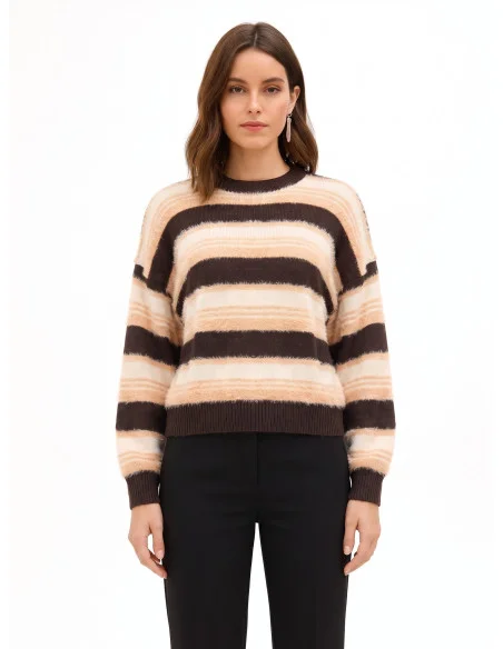 Pull à rayures en fil effet fourrure Rinascimento
