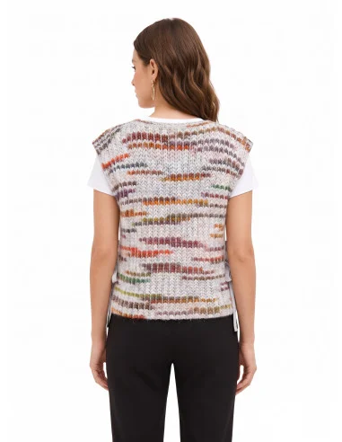 Gebreid vest met lurex en strikbandjes aan de zijkanten Rinascimento