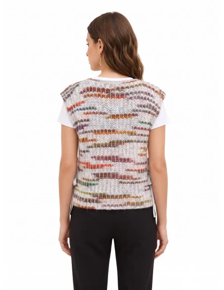 Gilet en maille torsadée avec lurex et liens sur les côtés Rinascimento