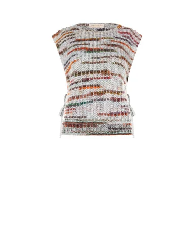 Gilet en maille torsadée avec lurex et liens sur les côtés Rinascimento