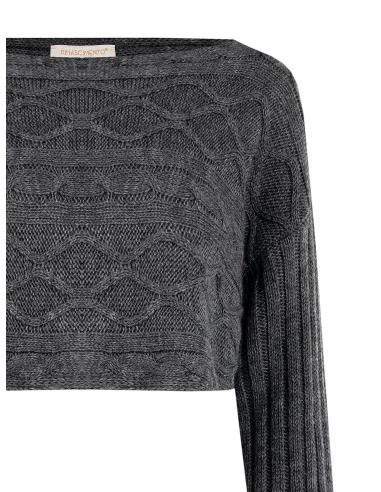 Pull court en maille tressée horizontalement Rinascimento - Gris