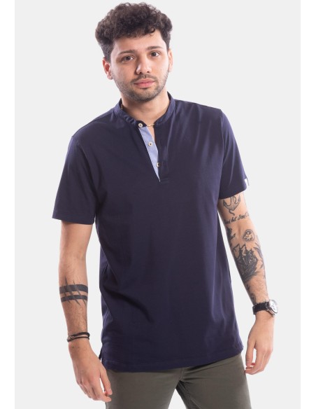 T-shirt met Koreaanse kraag Rodrigo