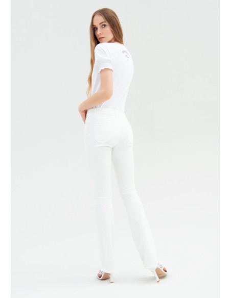 Pantalon slim bootcut effet push-up en gabardine Fracomina