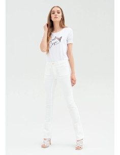 Pantalon slim bootcut effet push-up en gabardine Fracomina