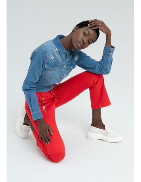 Denim cropped flare Fracomina