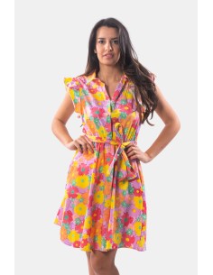 Robe chemise courte à motif floral Fracomina