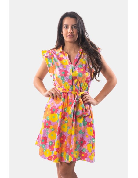 Robe chemise courte à motif floral Fracomina