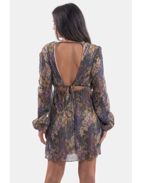Robe fleurie en fil lamé Lokita