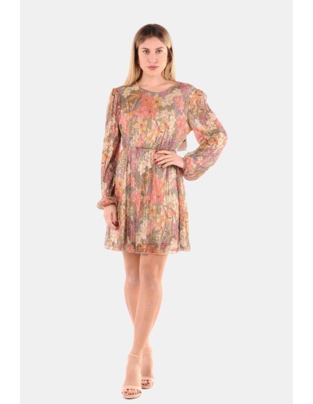 Robe fleurie en fil lamé Lokita