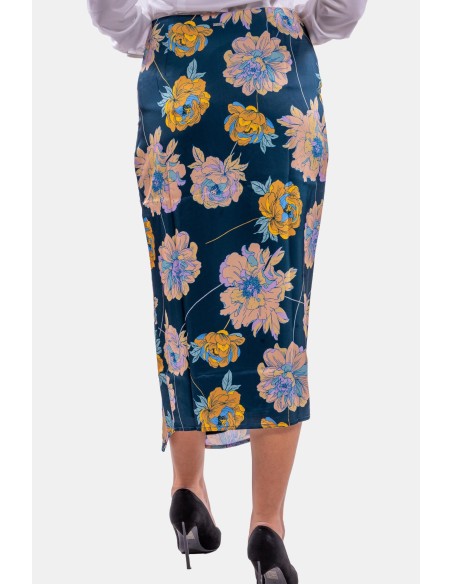 Jupe midi avec fente et imprimé floral Guess