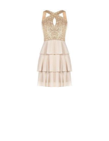 Robe courte à volants en sequins Rinascimento
