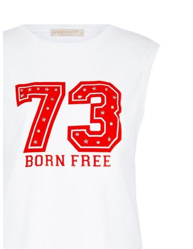 T-shirt met grote print en studs van Rinascimento