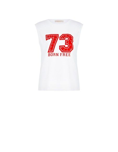 T-shirt met grote print en studs van Rinascimento