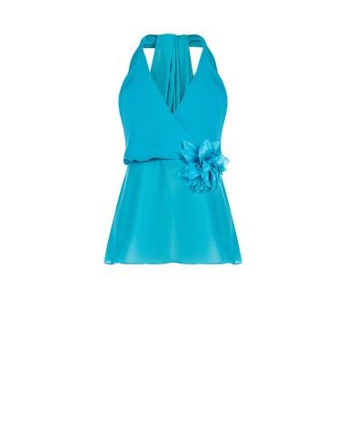 Top en georgette avec broche fleur Rinascimento