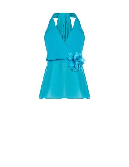 Georgette top met bloemspeld van Rinascimento