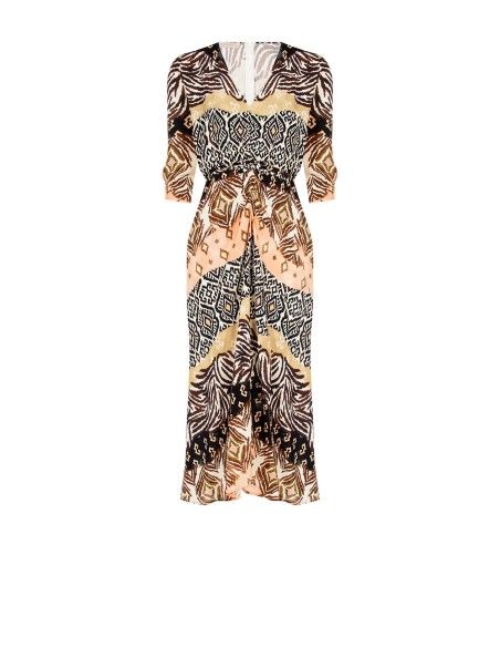 Robe longue à corsage froncé et fermeture éclair au dos Rinascimento