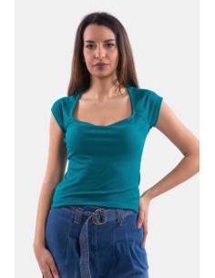 Guess-ribgebreide top met vierkante halslijn