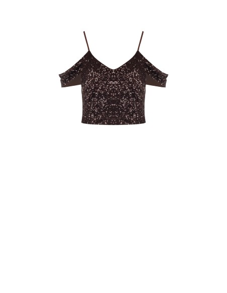 Crop top recouvert de paillettes Rinascimento