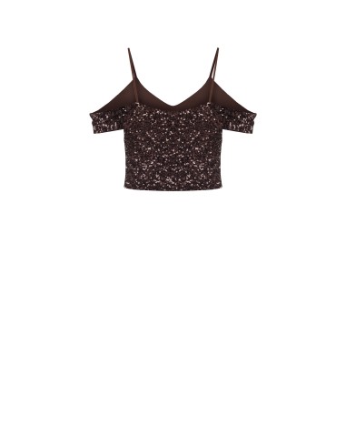 Crop top recouvert de paillettes Rinascimento