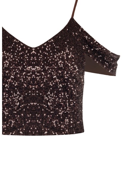 Crop top recouvert de paillettes Rinascimento