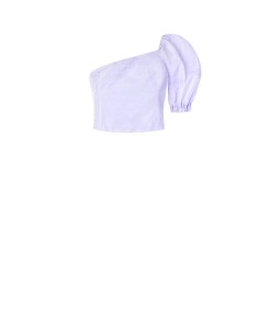 Crop top asymétrique en satin jacquard Rinascimento