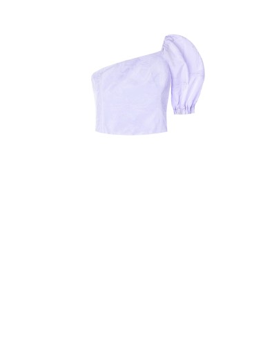 Crop top asymétrique en satin jacquard Rinascimento