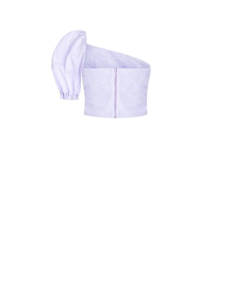 Crop top asymétrique en satin jacquard Rinascimento