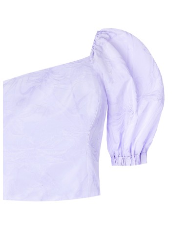 Crop top asymétrique en satin jacquard Rinascimento