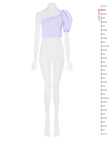 Crop top asymétrique en satin jacquard Rinascimento