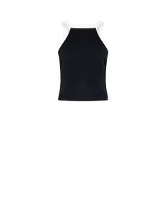 Crop-top ajusté en tissu technique avec nœud au dos Rinascimento