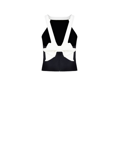 Strakke crop top van technische stof met strik aan de achterkant Rinascimento