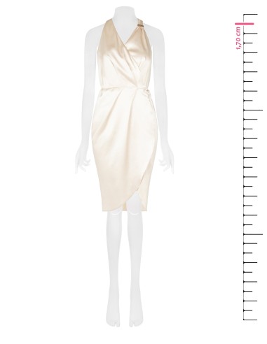 Robe courte portefeuille en satin légèrement froissé Rinascimento