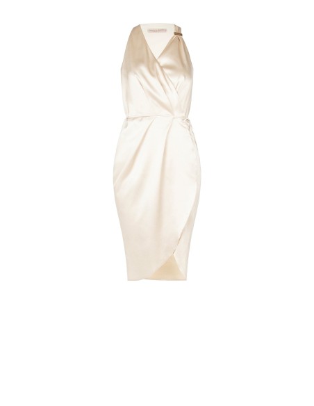 Robe courte portefeuille en satin légèrement froissé Rinascimento