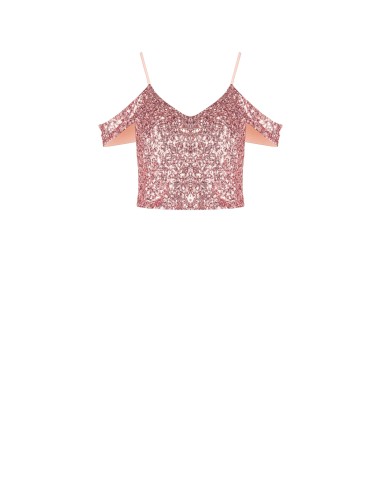 Crop top recouvert de paillettes Rinascimento