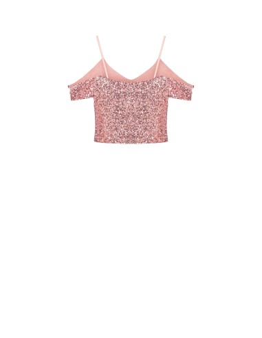 Crop top recouvert de paillettes Rinascimento