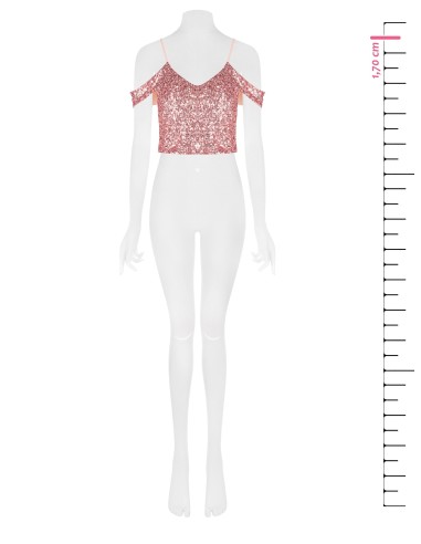Crop top recouvert de paillettes Rinascimento