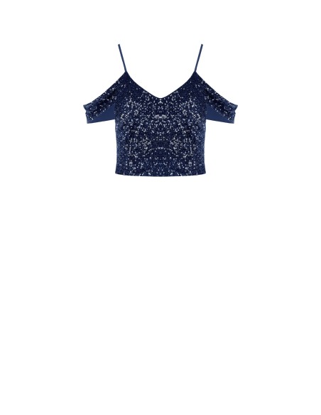 Crop top recouvert de paillettes Rinascimento
