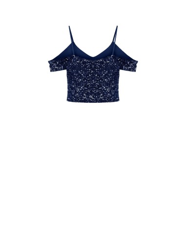 Crop top recouvert de paillettes Rinascimento